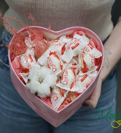 Inimă roz cu bomboane „Raffaello” foto 394x433